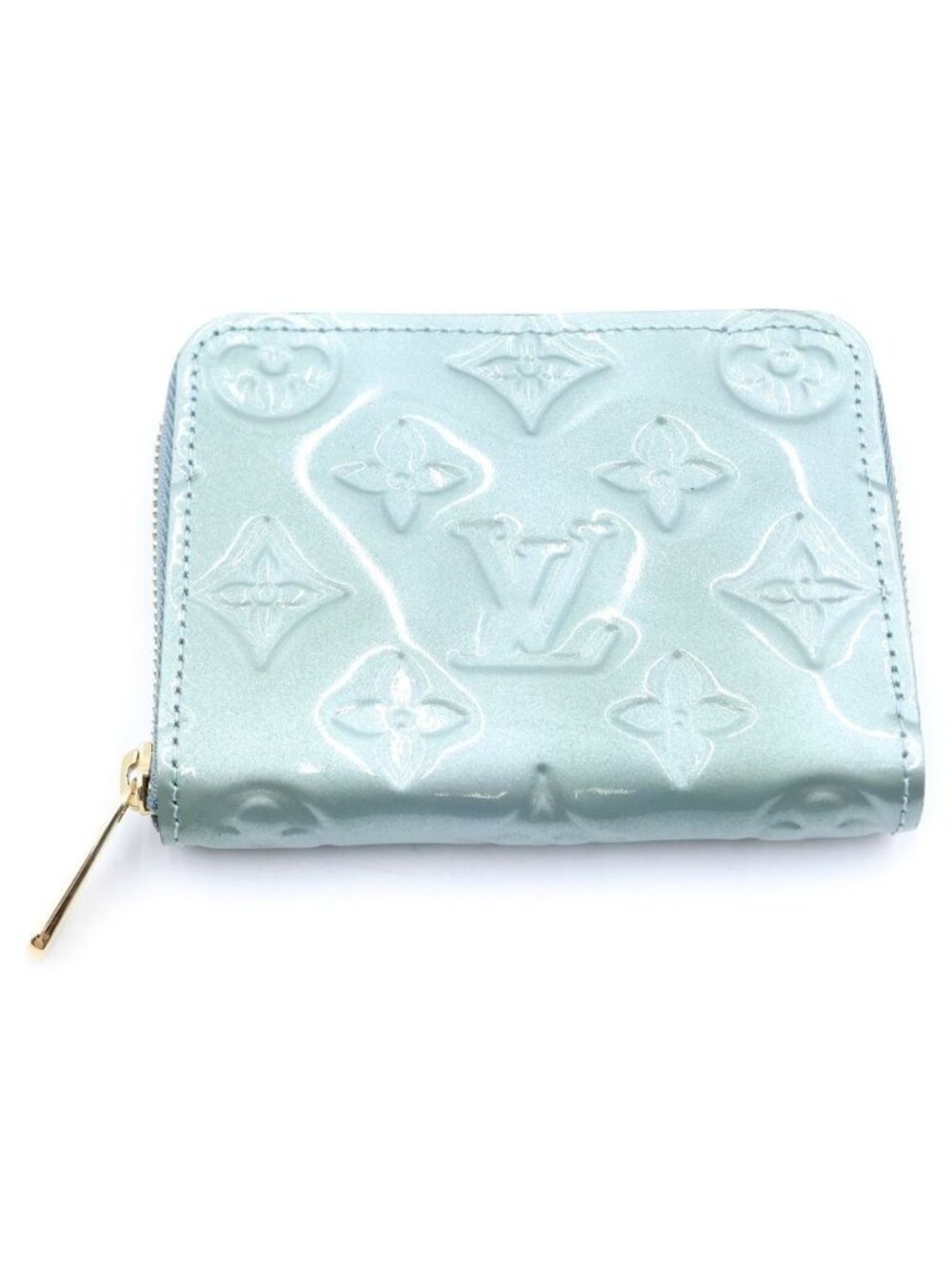 Louis Vuitton Monogram Vernis Zippy Coin Purse Compact Zip Wallet Patent Blue